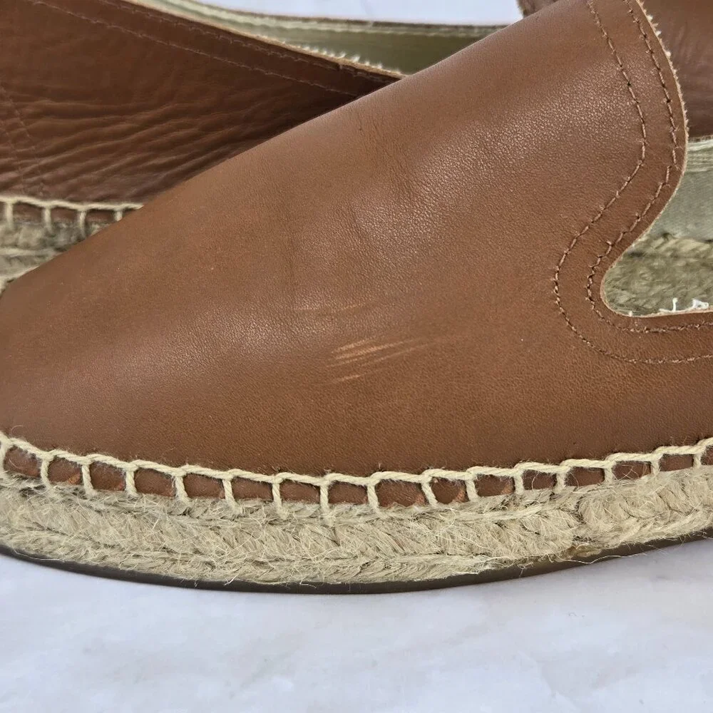 Soludos Size 8.5M Caramel Colored Slip On Loafer Espadrilles Leather Upper